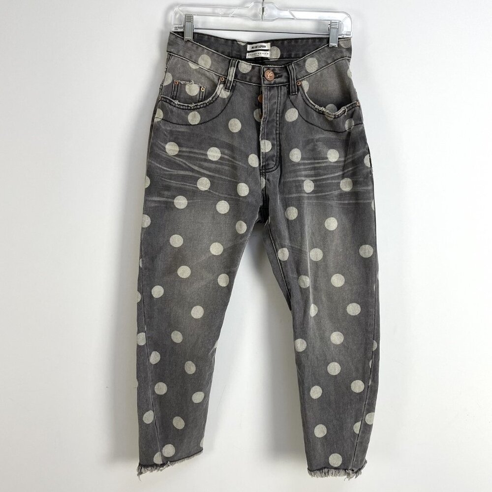 One Teaspoon Gray Polka Dot High-Waist Jeans